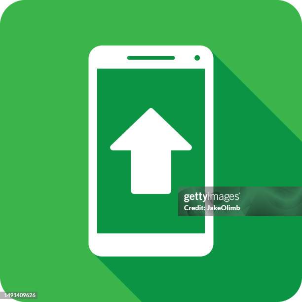arrow up smartphone icon silhouette - value stream stock illustrations