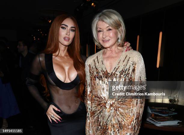Megan Fox and Martha Stewart attend the 2023 Sports Illustrated Swimsuit Issue release party at Hard Rock Hotel New York on May 18, 2023 in New York...