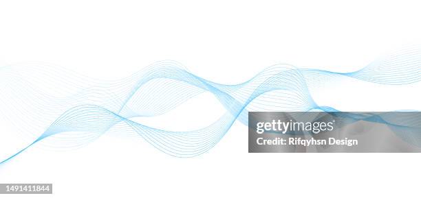 abstract blue gradient flowing wave line on white background - light trails stock illustrations