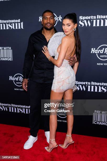 Larry English and Nicole Williams attend the 2023 Sports Illustrated Swimsuit Issue launch at Hard Rock Hotel New York on May 18, 2023 in New York...