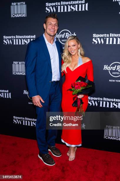 Rob Gronkowski and Camille Kostek attend the 2023 Sports Illustrated Swimsuit Issue launch at Hard Rock Hotel New York on May 18, 2023 in New York...