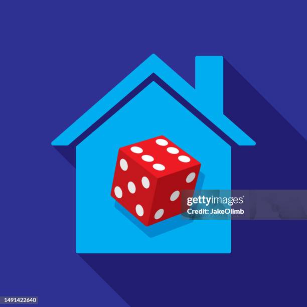 house die icon flat 2 - random dots pattern stock illustrations