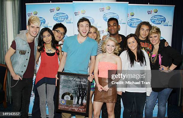 Phillip Phillips with Colton Dixon, Jessica Sanchez, Heejan Han, Elise Testone, Hollie Cavanagh, Joshua Ledet, Skylar Laine, DeAndre Brackensick and...