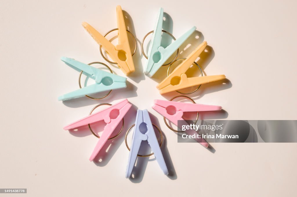 Pastel colored clothespins, clothes peg