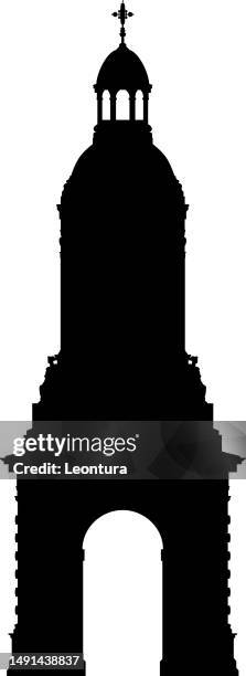 trinity college campanile, dublin, irland - glockenturm stock-grafiken, -clipart, -cartoons und -symbole