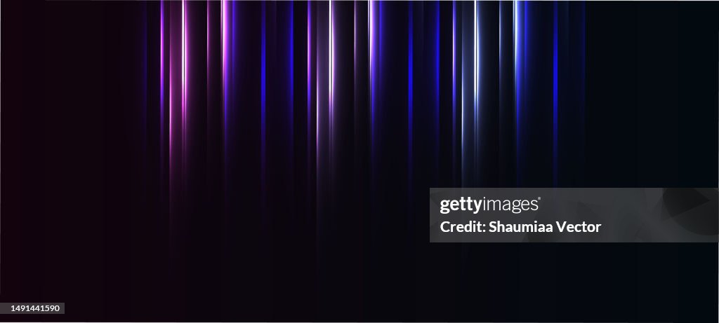 Abstract modern and futuristic geometric fantasy glow multi coloured neon lines on dark black background. Modern technology background
