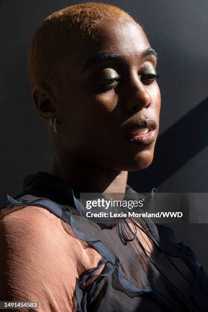 New York, NY Portrait of Lashana Lynch photographed by Lexie Moreland for WWD on September 15, 2022 in New York, New York.