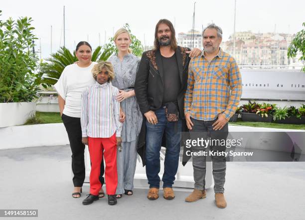 Deborah Mailman, Aswan Reid, Cate Blanchett, Director Warwick Thornton and Wayne Blair attend "The New Boy" photocall at the 76th annual Cannes film...
