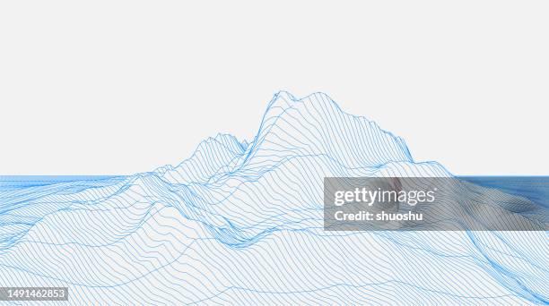 abstract cyber concept mountain landscape wireframe pattern background - wireframe landscape stock illustrations