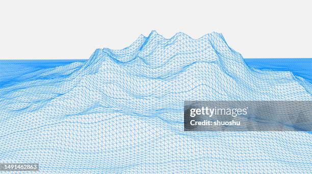 abstract mountain line wireframe cyber scene pattern background - wireframe landscape stock illustrations