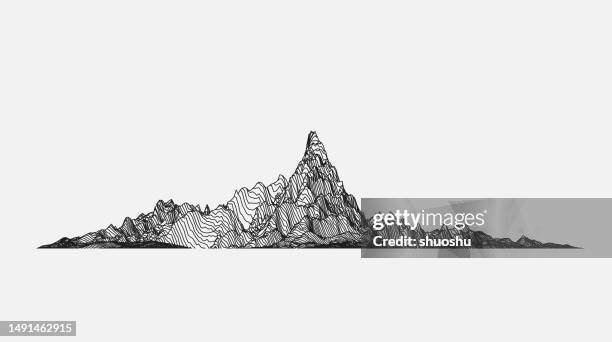 abstract mountain line wireframe cyber scene pattern background - wireframe landscape stock illustrations