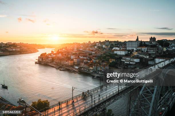 porto (oporto) and dom luis i bridge, portugal - distrito do porto portugal imagens e fotografias de stock