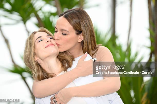 Nancy Grant and director Monia Chokri attend the "Simple Comme Sylvain " photocall at the 76th annual Cannes film festival at Palais des Festivals on...