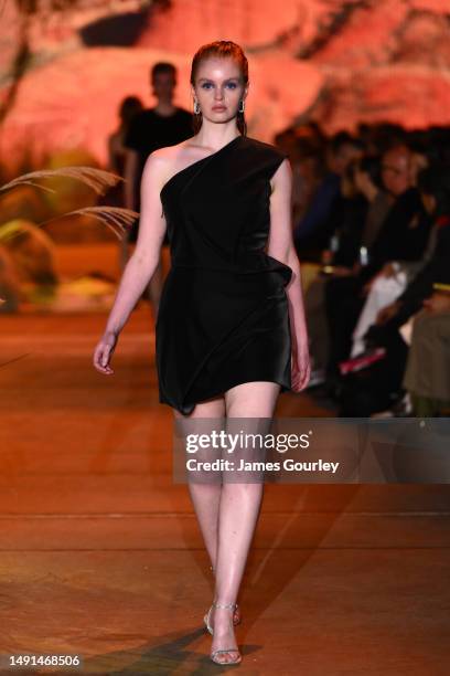 Model walks the runway during the We Wear Australian x Afterpay - Runway show during Afterpay Australian Fashion Week 2023 at Carriageworks on May...