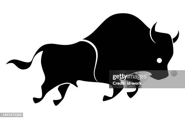 bison running - bison stock illustrations