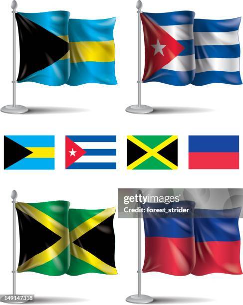 flags icons: bahamas, cuba, jamaica, haiti - cuban flag stock illustrations