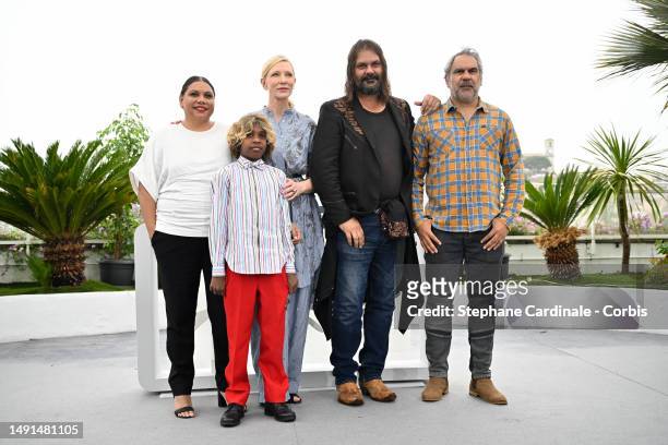 Deborah Mailman, Cate Blanchett, Aswan Reid, Director Warwick Thornton and Wayne Blair attend "The New Boy" photocall at the 76th annual Cannes film...