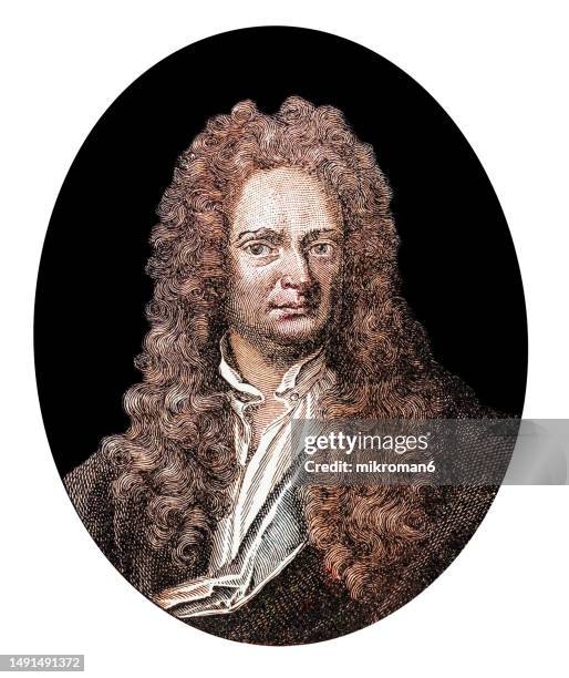 portrait of sir isaac newton (25 december 1642 – 20 march 1726/27) english mathematician, physicist, astronomer, theologian - sir isaac newton pictures - fotografias e filmes do acervo
