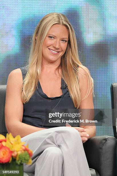 Actress Anna Torv speaks onstage at the 'Fringe' panel during day 3 of the FOX portion of the 2012 Summer TCA Tour held at the Beverly Hilton Hotel...