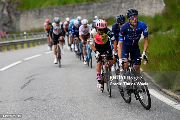 Ben Healy of Ireland and Team EF Education-EasyPost and Thibaut Pinot of France and Team Groupama - FDJ compete in the breakaway competes during the...