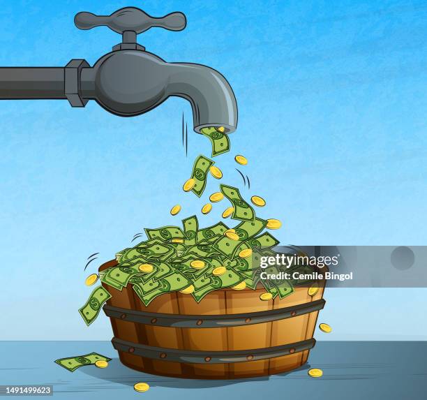 money tap - wasting money stock illustrations