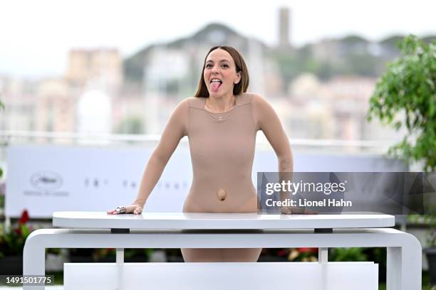 Monia Chokri attends the "Simple Comme Sylvain " photocall at the 76th annual Cannes film festival at Palais des Festivals on May 19, 2023 in Cannes,...