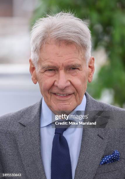 Harrison Ford attends the "Indiana Jones And The Dial Of Destiny" photocall at the 76th annual Cannes film festival at Palais des Festivals on May...