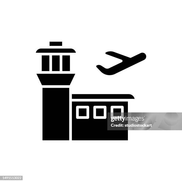 bildbanksillustrationer, clip art samt tecknat material och ikoner med airport flat icon - grusväg