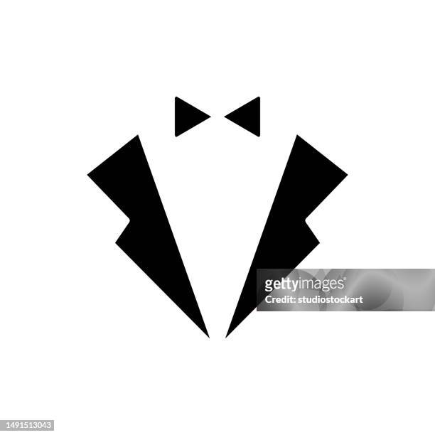 groom's suit flat icon - black tie stock illustrations