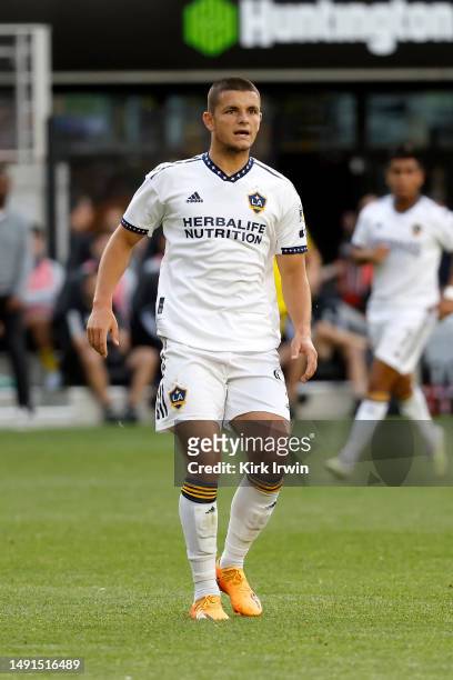 Dejan Joveljic of the LA Galaxy runs up the field during the match against the Columbus Crew at Lower.com Field on May 17, 2023 in Columbus, Ohio.