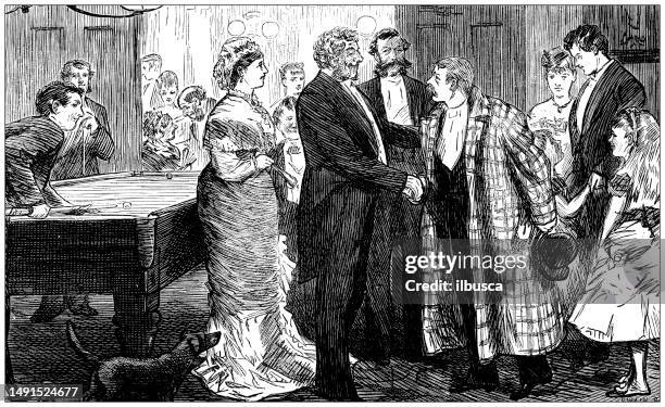 british satire caricature comic cartoon illustration - pool table stock illustrations