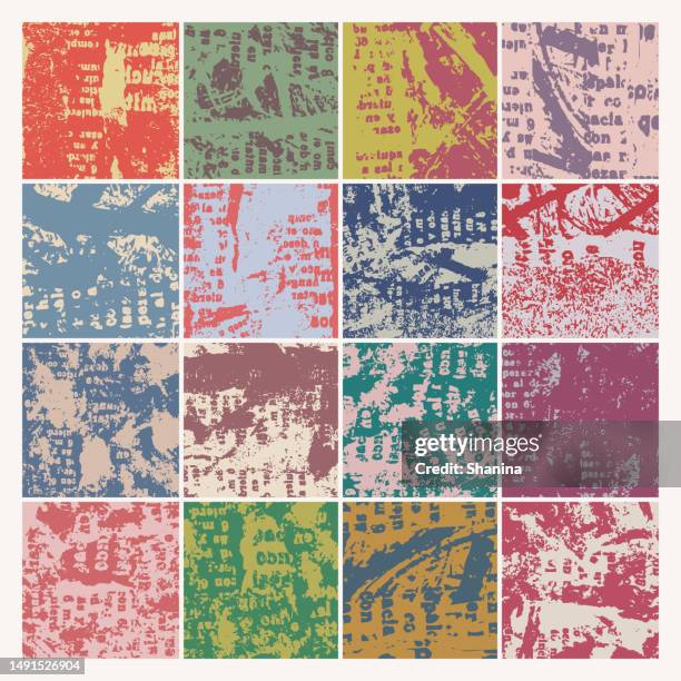 mixmedia textures grid background - v1 - newspaper texture background stock illustrations