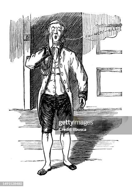 british satire caricature comic cartoon illustration - covering mouth stock illustrations