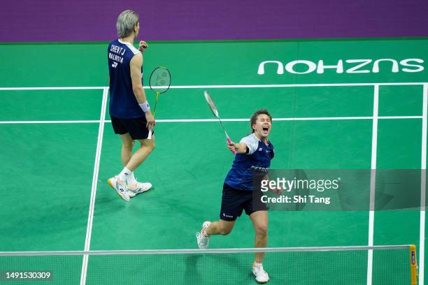 Chen Tang Jie and Toh Ee Wei of Malaysia react in the Mixed Doubles Quarter Finals match against Mathias Christiansen and Alexandra Boje of Denmark...