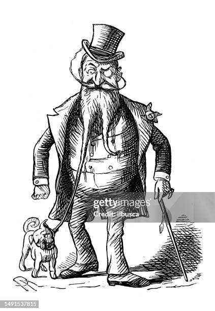 british satire caricature comic cartoon illustration - pet lead stock illustrations