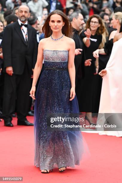 Natalie Portman attends the "The Zone Of Interest" red carpet during the 76th annual Cannes film festival at Palais des Festivals on May 19, 2023 in...