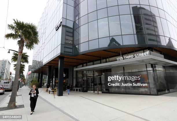 View of the Uber office building at 1725 Third Street is seen on May 19, 2023 in San Francisco, California. Uber announced plans to lease one of its...