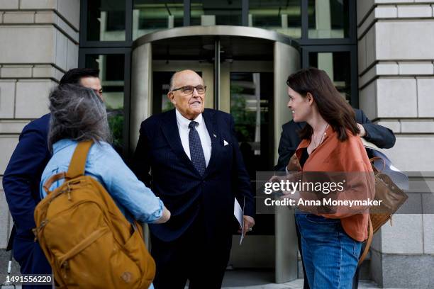 Former New York City Mayor and former personal lawyer for President Donald Trump, Rudy Giuliani , leaves the U.S. District Court on May 19, 2023 in...