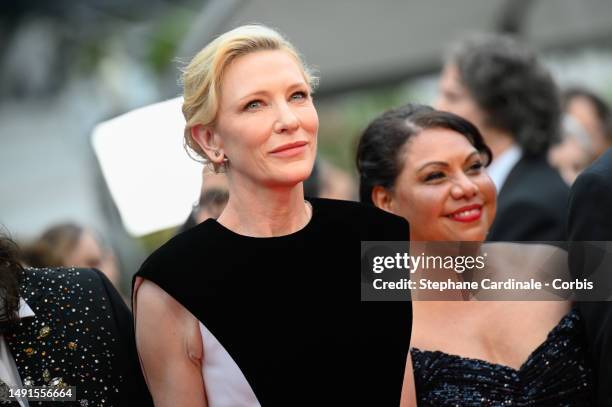 Cate Blanchett and Deborah Mailman attend the "The Zone Of Interest" red carpet during the 76th annual Cannes film festival at Palais des Festivals...