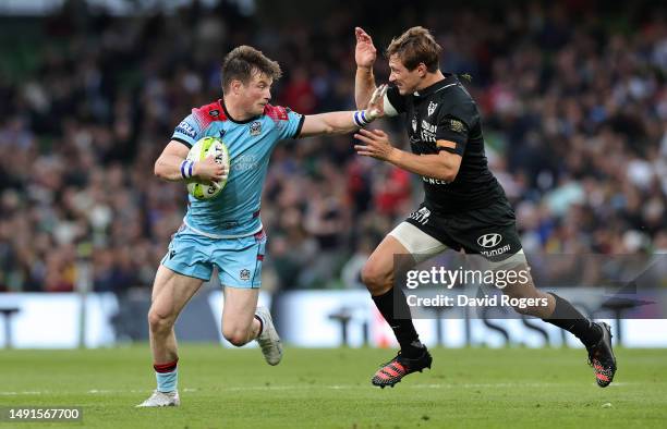 George Horne of Glasgow Warriors takes on Baptiste Serin of RC Toulon during the EPCR Challenge Cup Final between Glasgow Warriors and RC Toulon at...