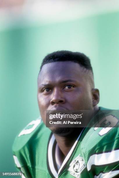 Fullback Brad Baxter of the New York Jets follows the action in the game between the Philadelphia Eagles vs the New York Jets on October 3, 1993 at...