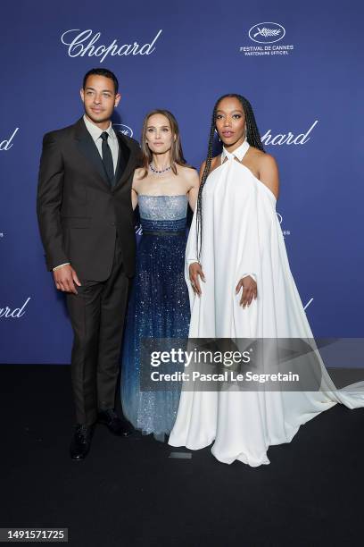 Daryl McCormack, Natalie Portman and Naomi Ackie attend the Chopard Trophy during the 76th annual Cannes film festival at Carlton Beach on May 19,...