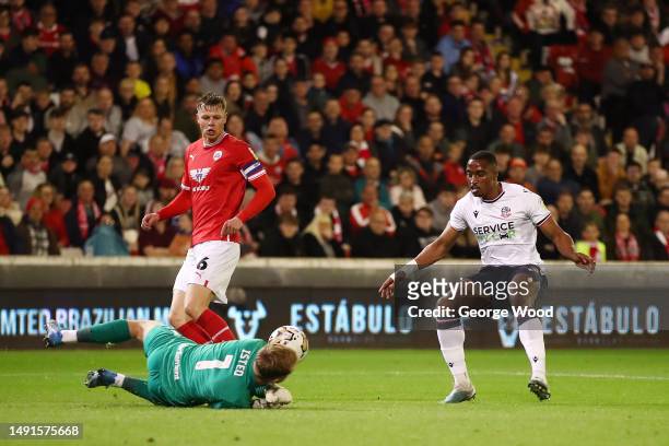 Harvey Isted of Barnsley collects the ball from a pass back during the Sky Bet League One Play-Off Semi-Final Second Leg match between Barnsley and...