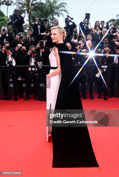 Cate Blanchett attends the "The Zone Of Interest" red carpet during the 76th annual Cannes film festival at Palais des Festivals on May 19, 2023 in...