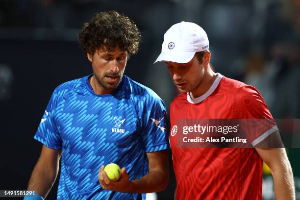 Robin Haase and Botic Van De Zandschulp of The Netherlands in their men's doubles semi-final match against Neil Skupski of Great Britain and Wesley...