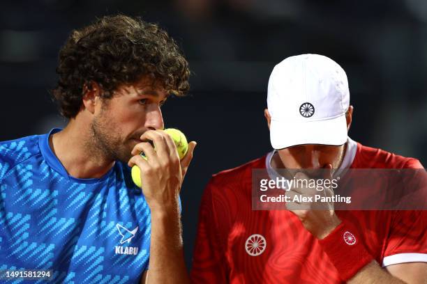 Robin Haase and Botic Van De Zandschulp of The Netherlands in their men's doubles semi-final match against Neil Skupski of Great Britain and Wesley...