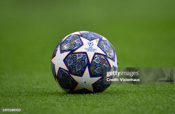 The official Nike Champions League match ball during the UEFA Champions League semi-final second leg match between Manchester City FC and Real Madrid...