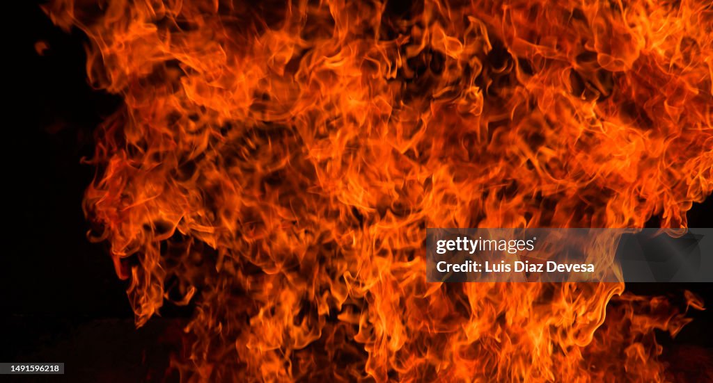 Flames close up on a black background