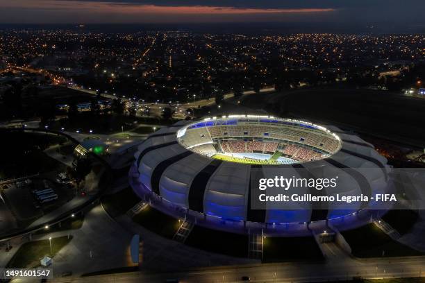 Aerial view of Estadio Unico Madre de Ciudades Stadium on May 19, 2023 in Santiago del Estero, Argentina.