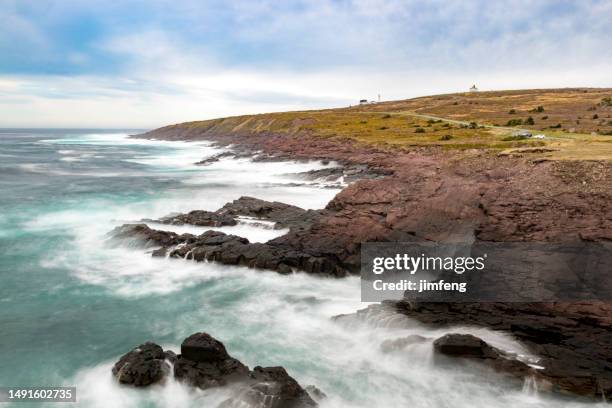 blackhead path, cape spear lighthouse national historic site, newfoundland and labrador - oost kaap stockfoto's en -beelden